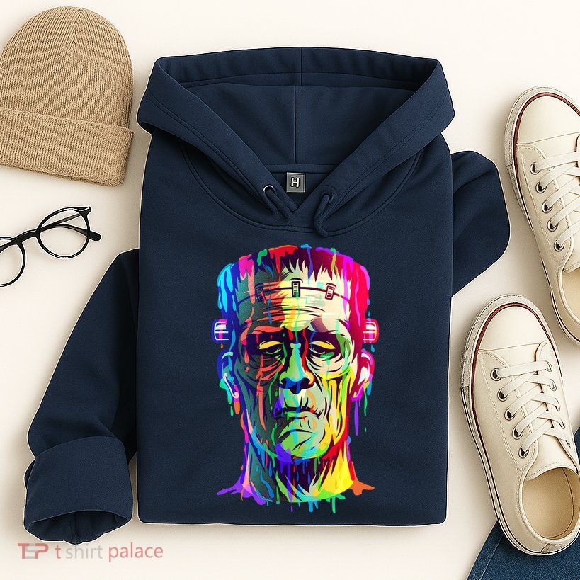 Halloween Neon Paint Drip Frankenstein Monster Hoodie