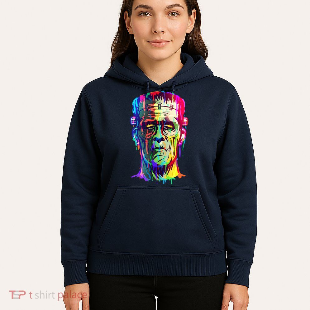 Halloween Neon Paint Drip Frankenstein Monster Hoodie