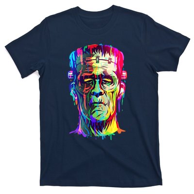 Halloween Neon Paint Drip Frankenstein Monster T-Shirt