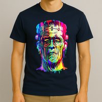 Halloween Neon Paint Drip Frankenstein Monster T-Shirt