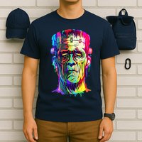 Halloween Neon Paint Drip Frankenstein Monster T-Shirt