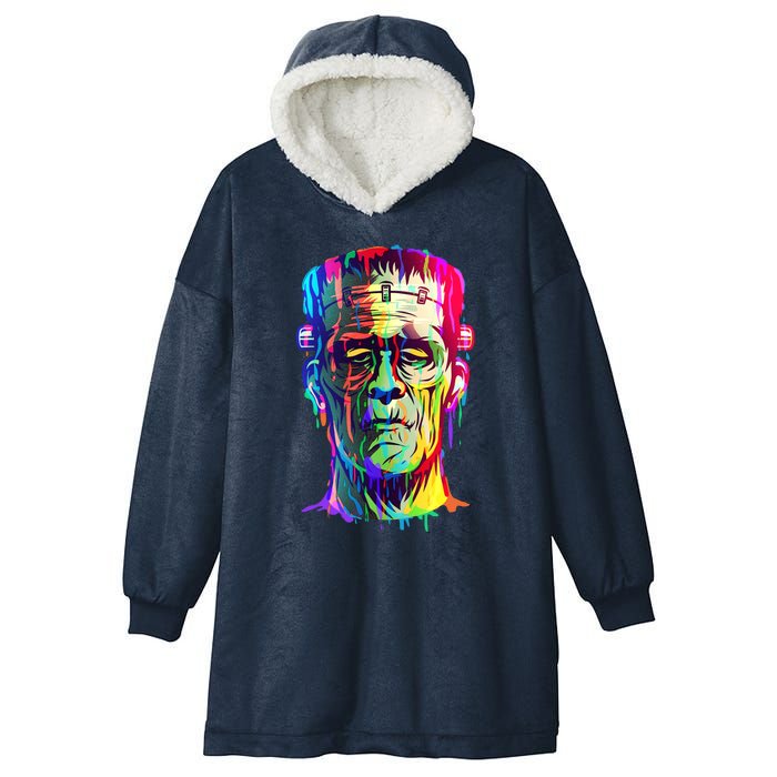 Halloween Neon Paint Drip Frankenstein Monster Hooded Wearable Blanket