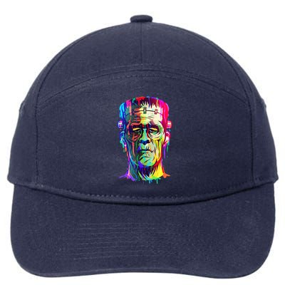 Halloween Neon Paint Drip Frankenstein Monster 7-Panel Snapback Hat