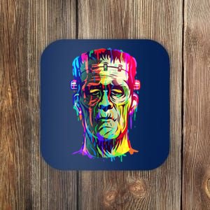 Halloween Neon Paint Drip Frankenstein Monster Coaster