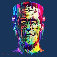 Halloween Neon Paint Drip Frankenstein Monster Flatbill Hat