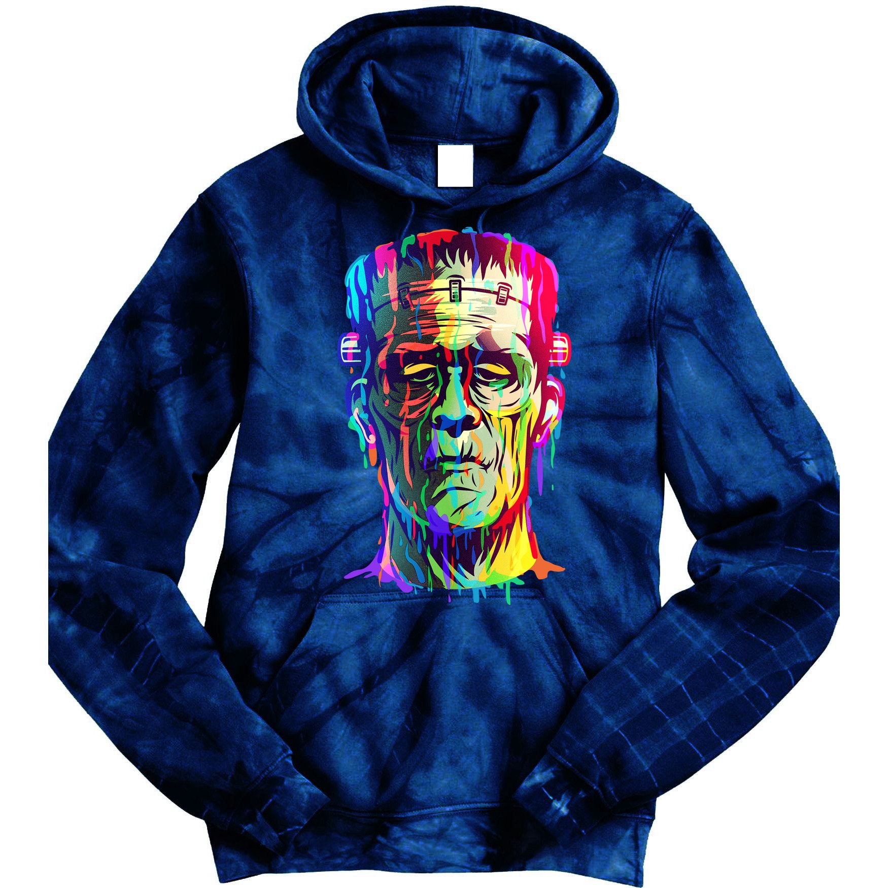 Halloween Neon Paint Drip Frankenstein Monster Tie Dye Hoodie