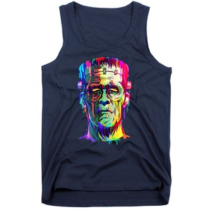 Halloween Neon Paint Drip Frankenstein Monster Tank Top