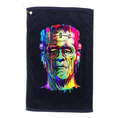 Halloween Neon Paint Drip Frankenstein Monster Golf Towel