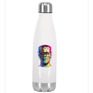 Halloween Neon Paint Drip Frankenstein Monster Stainless Steel Insulated Water Bottle