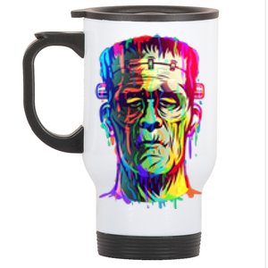 Halloween Neon Paint Drip Frankenstein Monster Stainless Steel Travel Mug