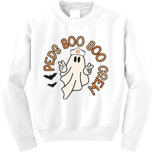 Halloween Nurse Peds Boo Boo Crew Pediatric Nurse Ghost Fall Kids Sweatshirt