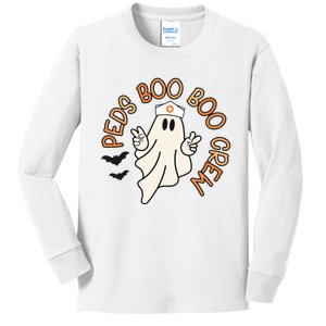 Halloween Nurse Peds Boo Boo Crew Pediatric Nurse Ghost Fall Kids Long Sleeve Shirt