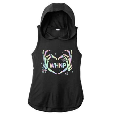 Health Nurse Practitioner Retro Groovy Skeleton Ladies PosiCharge Tri-Blend Wicking Draft Hoodie Tank