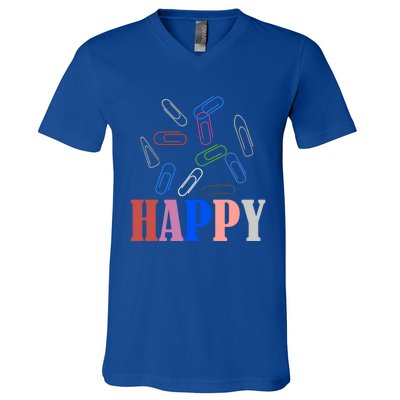 Happy National Paperclip Day National Paperclip Day Gift V-Neck T-Shirt