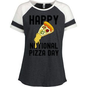 Happy National Pizza Day Enza Ladies Jersey Colorblock Tee