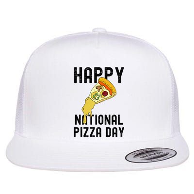 Happy National Pizza Day Flat Bill Trucker Hat