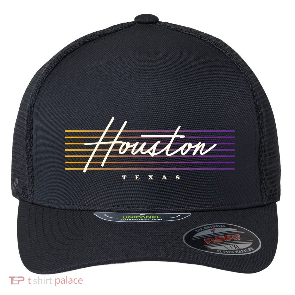 Houston Nostalgic Retro Style Texas Flexfit Unipanel Trucker Cap