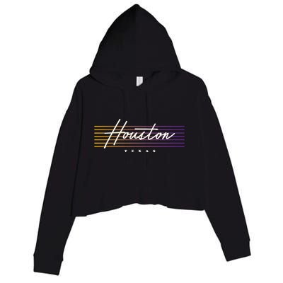 Houston Nostalgic Retro Style Texas Crop Fleece Hoodie