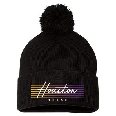 Houston Nostalgic Retro Style Texas Pom Pom 12in Knit Beanie
