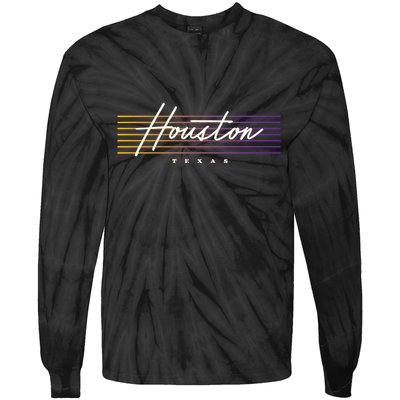 Houston Nostalgic Retro Style Texas Tie-Dye Long Sleeve Shirt