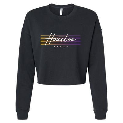 Houston Nostalgic Retro Style Texas Cropped Pullover Crew