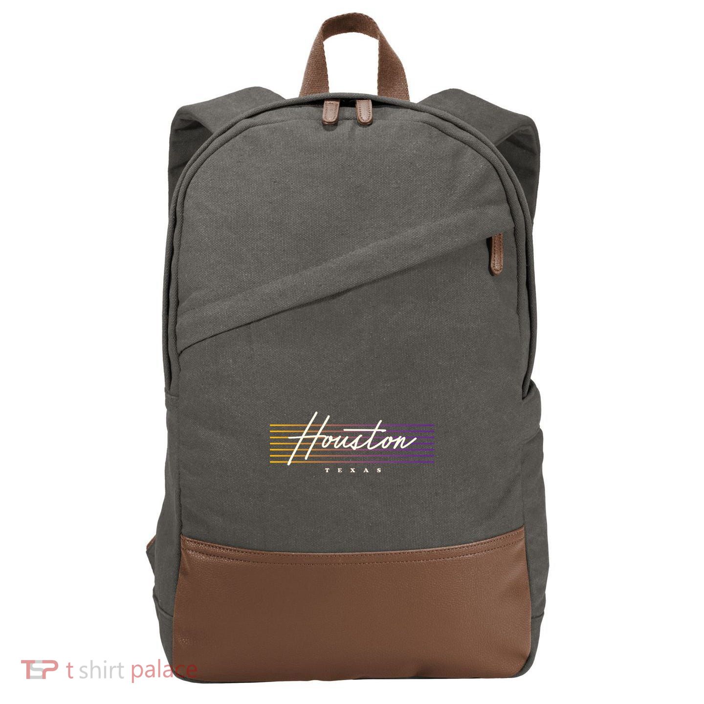 Houston Nostalgic Retro Style Texas Cotton Canvas Backpack