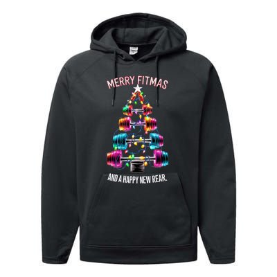 Happy New Rear Workout Christmas Fitness Gym Merry Fitness Performance Fleece Hoodie