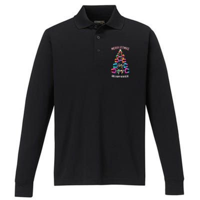 Happy New Rear Workout Christmas Fitness Gym Merry Fitness Performance Long Sleeve Polo