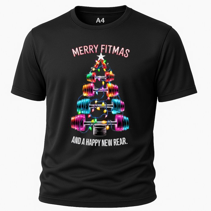 Happy New Rear Workout Christmas Fitness Gym Merry Fitness Cooling Performance Crew T-Shirt