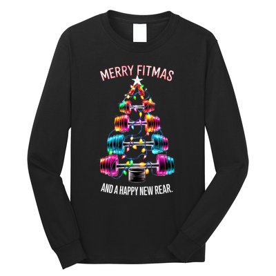 Happy New Rear Workout Christmas Fitness Gym Merry Fitness Long Sleeve Shirt