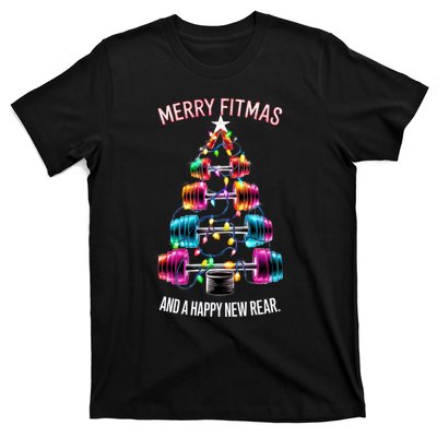 Happy New Rear Workout Christmas Fitness Gym Merry Fitness T-Shirt