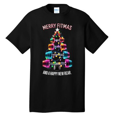 Happy New Rear Workout Christmas Fitness Gym Merry Fitness Tall T-Shirt