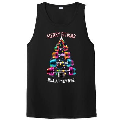 Happy New Rear Workout Christmas Fitness Gym Merry Fitness PosiCharge Competitor Tank