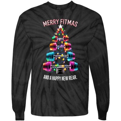 Happy New Rear Workout Christmas Fitness Gym Merry Fitness Tie-Dye Long Sleeve Shirt