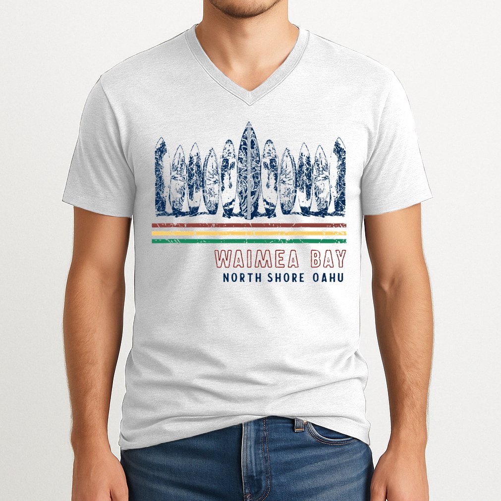 Hawaii North Shore Oahu Waimea Bay V-Neck T-Shirt