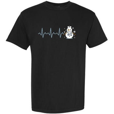 Heartbeat Nurse Snowman Nurse Christmas Garment-Dyed Heavyweight T-Shirt