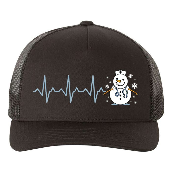 Heartbeat Nurse Snowman Nurse Christmas Yupoong Adult 5-Panel Trucker Hat