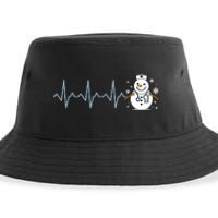 Heartbeat Nurse Snowman Nurse Christmas Sustainable Bucket Hat