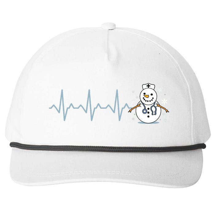 Heartbeat Nurse Snowman Nurse Christmas Snapback Five-Panel Rope Hat