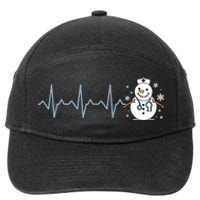 Heartbeat Nurse Snowman Nurse Christmas 7-Panel Snapback Hat