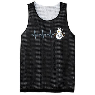 Heartbeat Nurse Snowman Nurse Christmas Mesh Reversible Basketball Jersey Tank