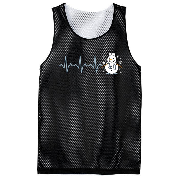 Heartbeat Nurse Snowman Nurse Christmas Mesh Reversible Basketball Jersey Tank