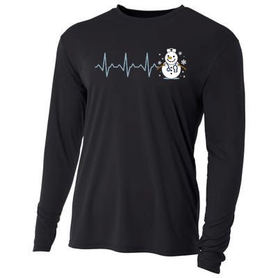 Heartbeat Nurse Snowman Nurse Christmas Cooling Performance Long Sleeve Crew