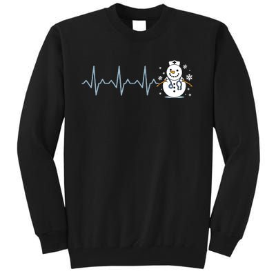 Heartbeat Nurse Snowman Nurse Christmas Tall Sweatshirt