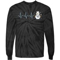 Heartbeat Nurse Snowman Nurse Christmas Tie-Dye Long Sleeve Shirt