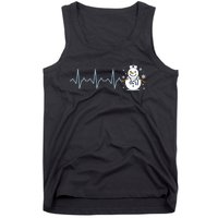 Heartbeat Nurse Snowman Nurse Christmas Tank Top