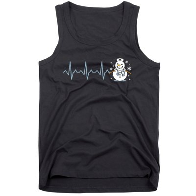 Heartbeat Nurse Snowman Nurse Christmas Tank Top