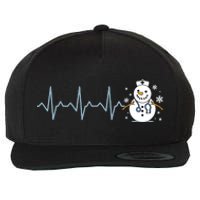 Heartbeat Nurse Snowman Nurse Christmas Wool Snapback Cap