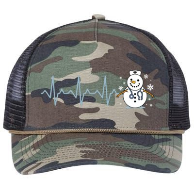 Heartbeat Nurse Snowman Nurse Christmas Retro Rope Trucker Hat Cap