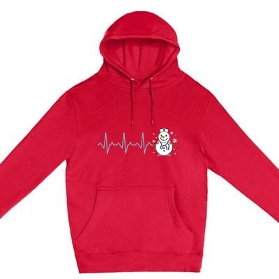 Heartbeat Nurse Snowman Nurse Christmas Premium Pullover Hoodie